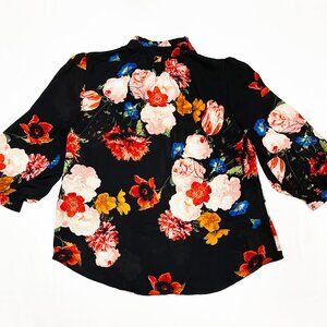 Worthington Top  PM Petite Medium Multicolor Floral 3/4 Sleeve Lightweight